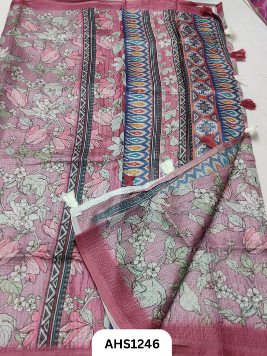 Soft Silk Kota Digital Print Saree With Blouse
