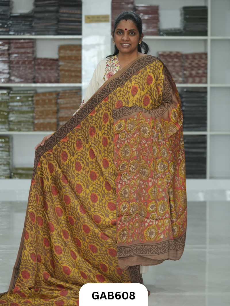 Nashpal & Pomegranate Peel Printed Modal Silk Sarees with blouse