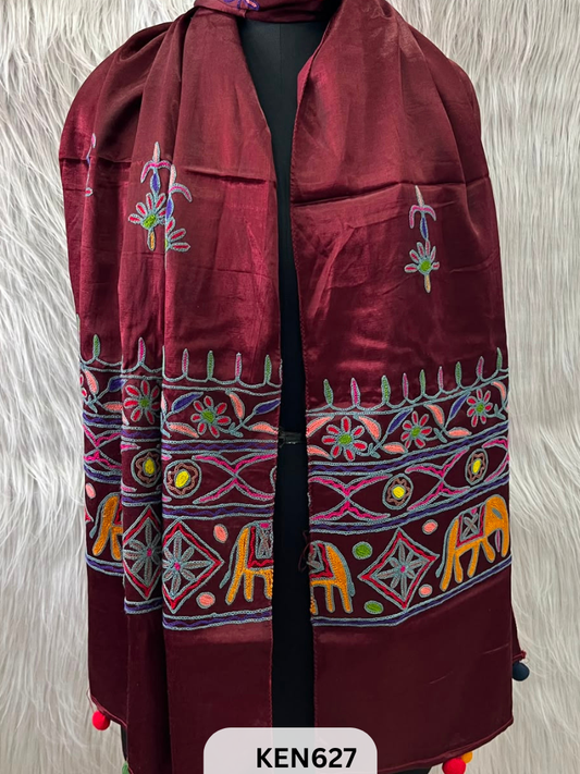 MUSHRU HAND AARI WORK STOLE