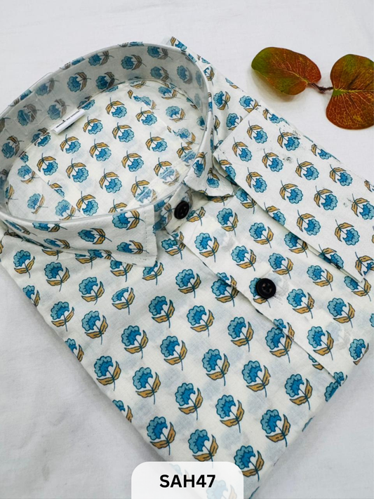 PRINTED MENS FULL SLEEVES SHIRTS WITH SINGLE POCKET