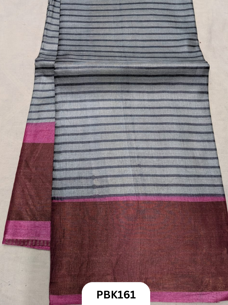 Premium Pure Tussar Silk Handblock Print Saree – Kolkata Special