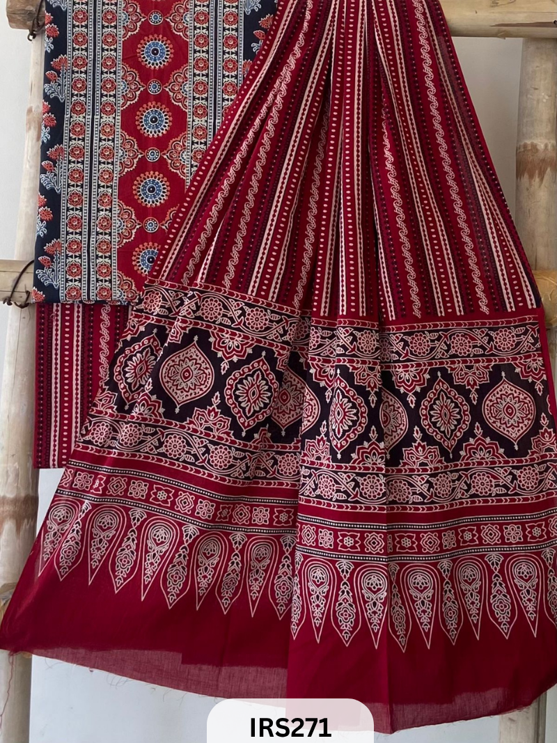 PURE COTTON FABRIC WITH AJRAKH PRINT DESIGNER SALWAR SUIT WPRIITH AJRAKH NT BOTTOM