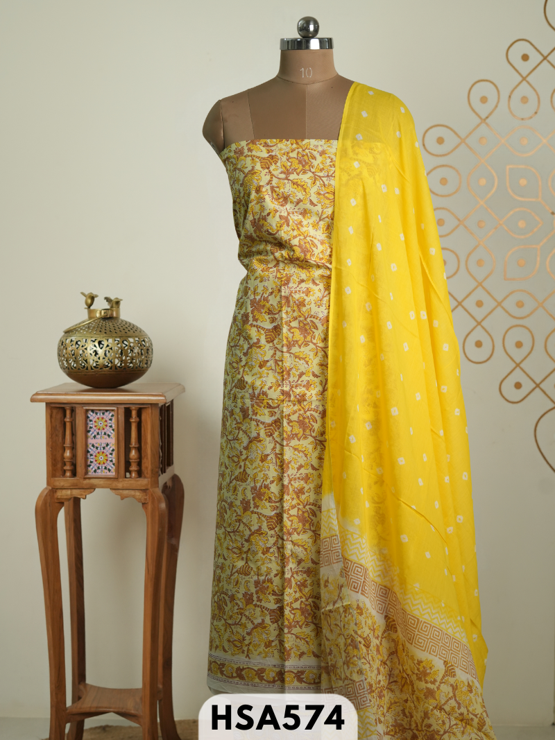 Jaipur Handblock Mulcotton 3 Pcs Salwar Set
