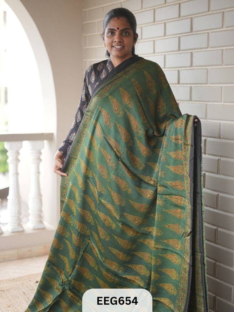 AJRAKH MODAL SAREE - JACKPOT