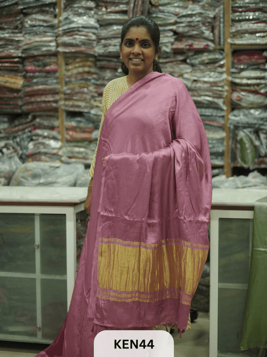 PLAIN MODAL SILK SAREE WITH LAGDI PATTA