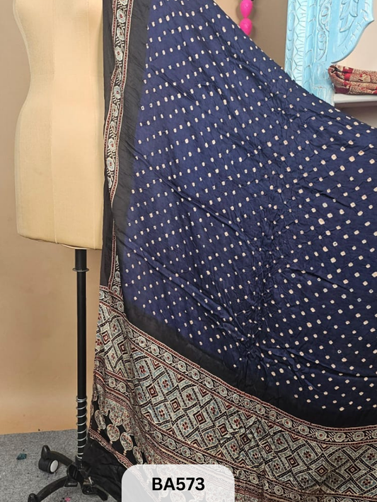 Modal Bandhani Dupatta + Ajrakh Print