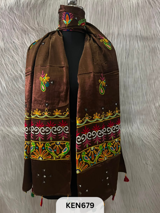 MUSHRU HAND AARI WORK WITH MIRROR WORK STOLE