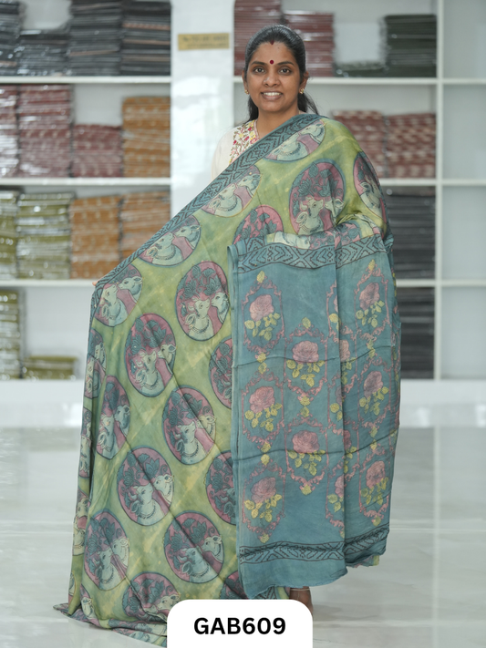 Nashpal & Pomegranate Peel Printed Modal Silk Sarees with blouse