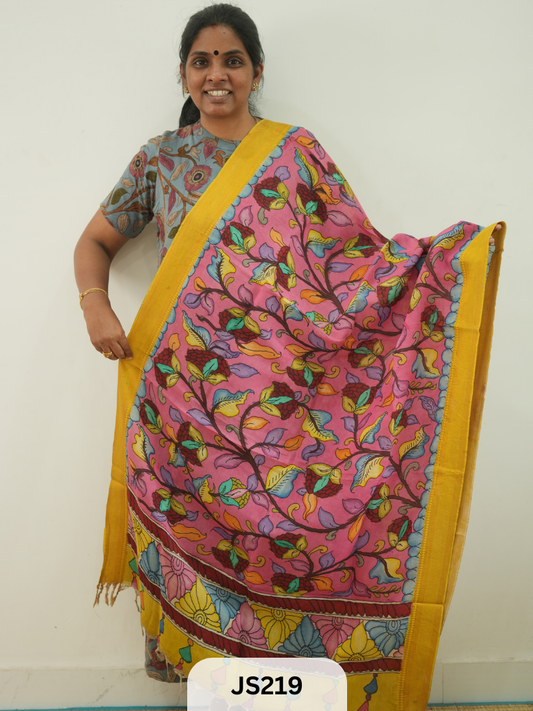 PEN KALAMKARI CHENNURI SILK DUPATTA