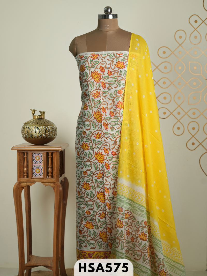 Jaipur Handblock Mulcotton 3 Pcs Salwar Set