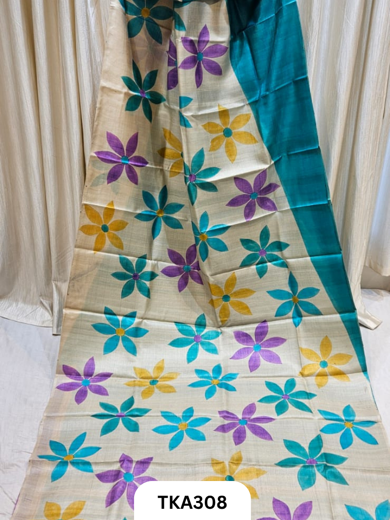 PURE HANDOWEN TUSSAR HAND PAINTED SAREE