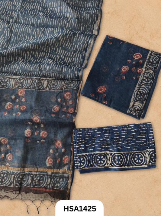 Hand block printed kota doriya suit top &duppta 2.5 meter