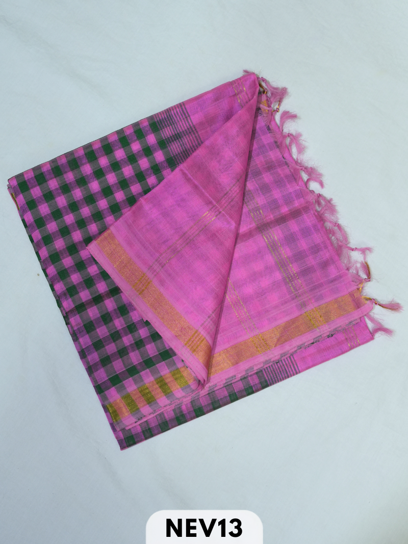 PALUM PAZHAMUM CHECKS SILK COTTON SAREE