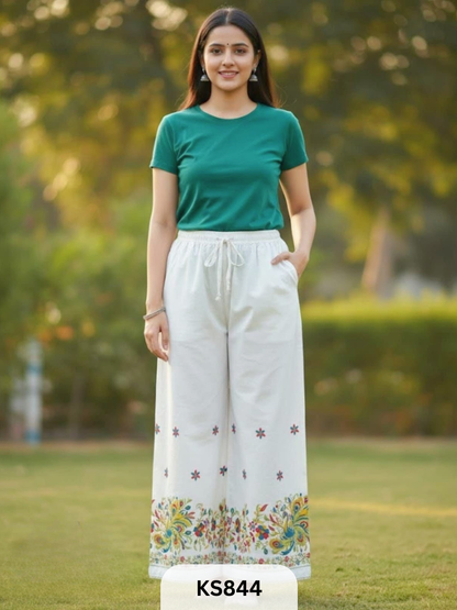 KHADI PANT WITH NATURAL COLOR EMBROIDERY