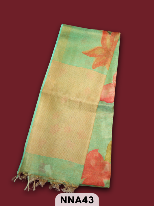 PURE TUSSAR WITH FLORAL DESIGNER SAREE