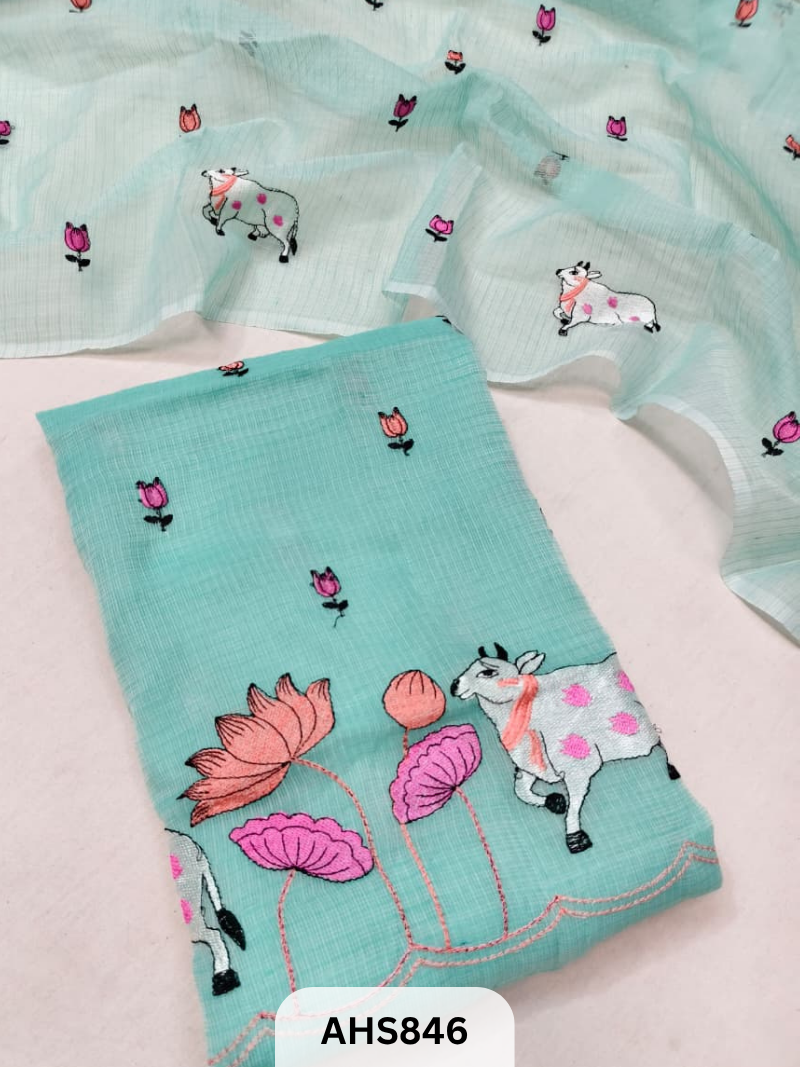 Premium Kota Doria With Pichwai Embroidery Work Salwar Suit