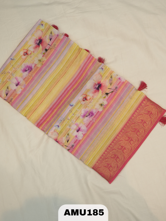 BANARAS RUSSIAN SILK SAREE WITH PRINTED