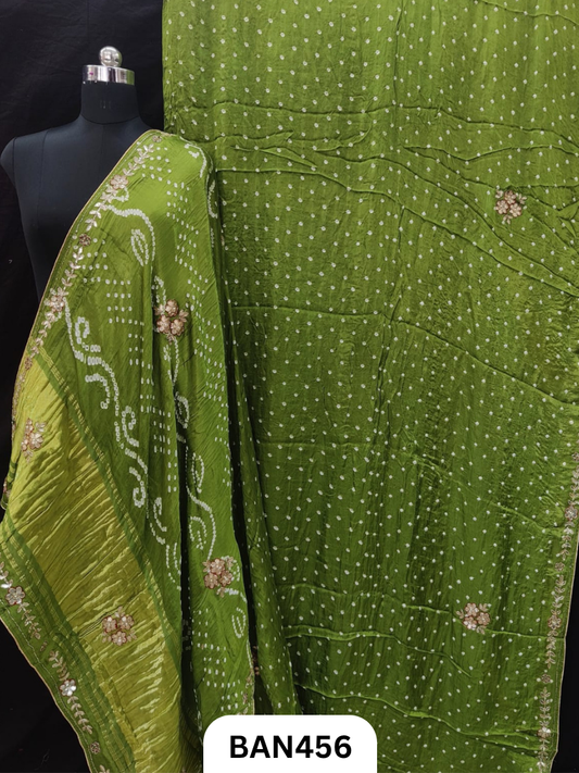 Semi Gaji SilkTissue Pallu Star Saree With Edging