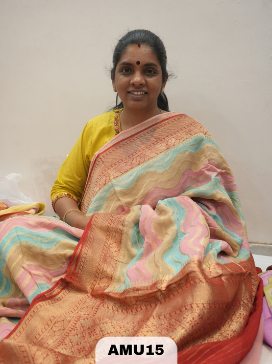 GEORGET SAREE WITH ZARI BORDER