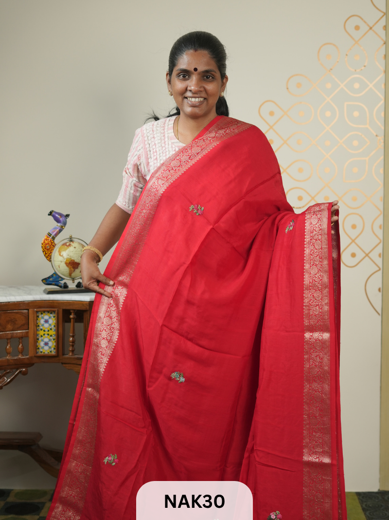 VISCOSE HAND EMBROIDERED SAREE
