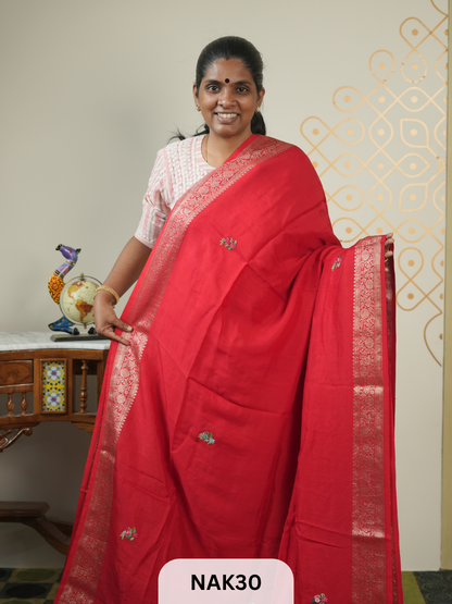 VISCOSE HAND EMBROIDERED SAREE
