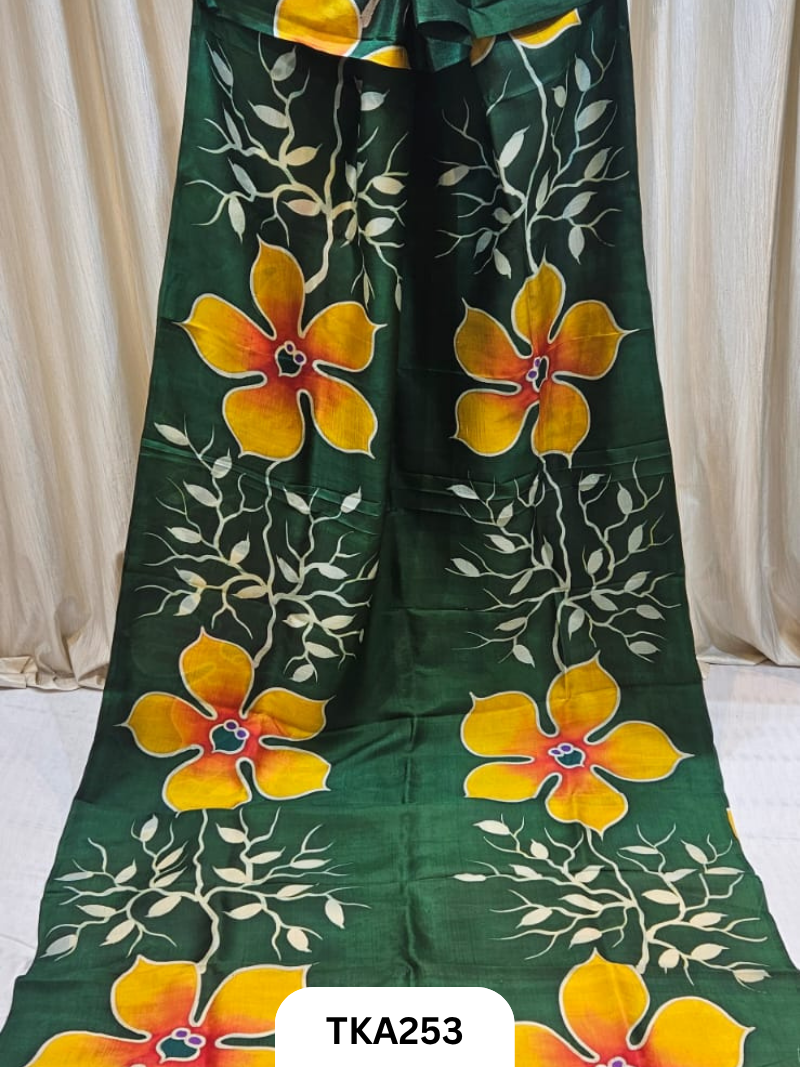 Murshidabad Silk Hand Painted Saree