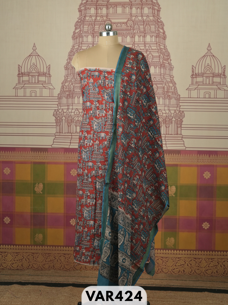KALAMKARI 2 PCS SALWAR SUIT- top2.5 mtr and duppatta