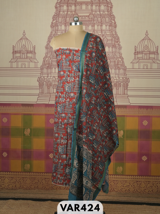 KALAMKARI 2 PCS SALWAR SUIT- top2.5 mtr and duppatta