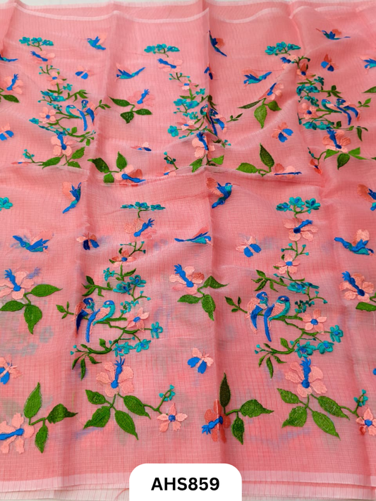 Cotton Kota Embroidery Work Saree