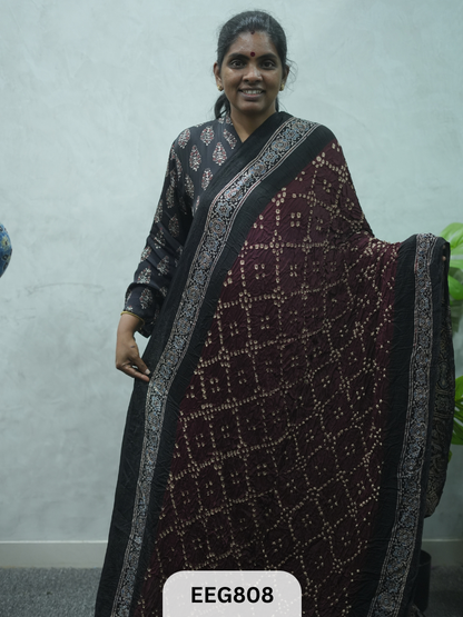 MODAL AJRAKH BANDHEJ SAREE