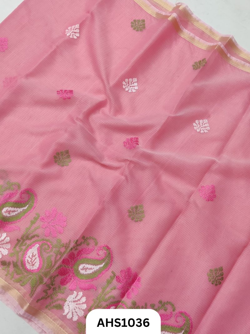 Kota Cotton Embroidery  Work Saree with Blouse