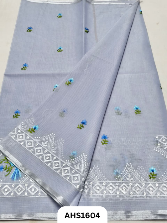 Kota Cotton Embroidery  Work Saree with Blouse