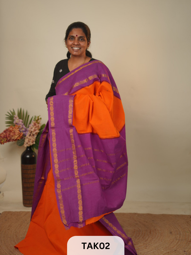 SUNGIDI HAND DRY - AUTHETIC MADURAI SUNGIDI HAND DYE SAREE