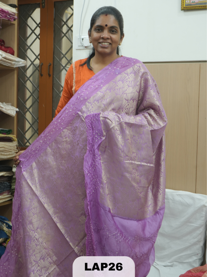 BANARAS KORA BROCADE DUPION BHANDHEJ SAREE