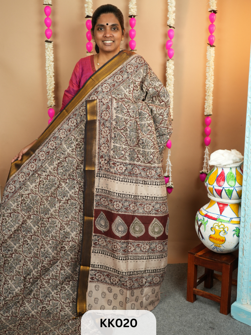 Kalamkari Chenuri Silk saree