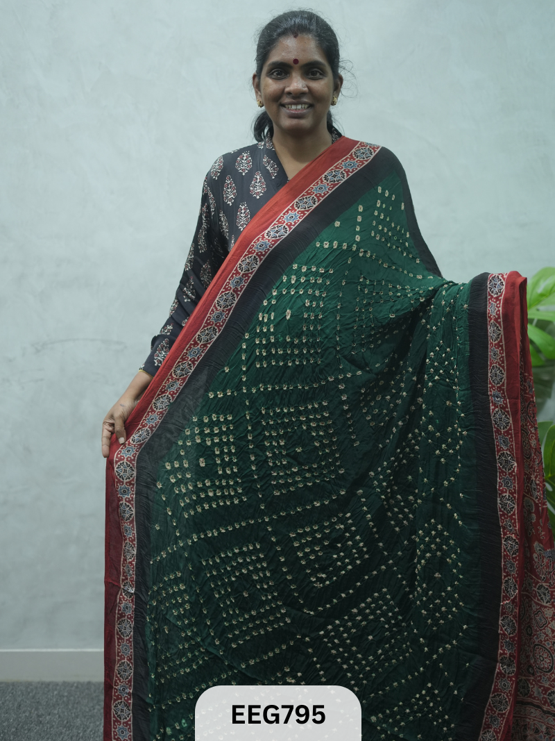 MODAL AJRAKH BANDHEJ SAREE