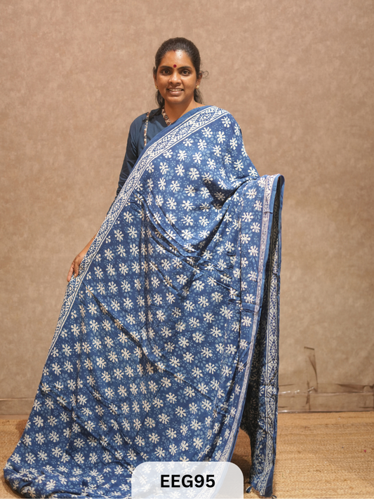 CHANDERI INDIGO SAREE
