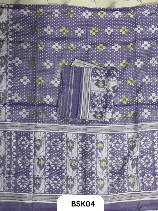 Cotton Jamdani Zari Weave  Top Material - 2.5  Duppata - 2.5  Machine Weave Hand Cutting