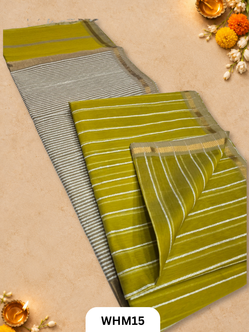 Maheshwari Handloom Jutte Pallu Line Saree