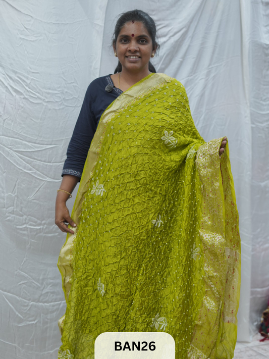 PURE RAW SILK WITH MEENAKARI BUTTA BANDHINI SAREE