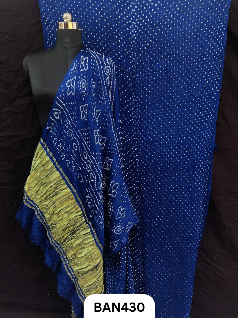 Vegan Silk Tissue Pallu Heavy Dani Bandhej Saree