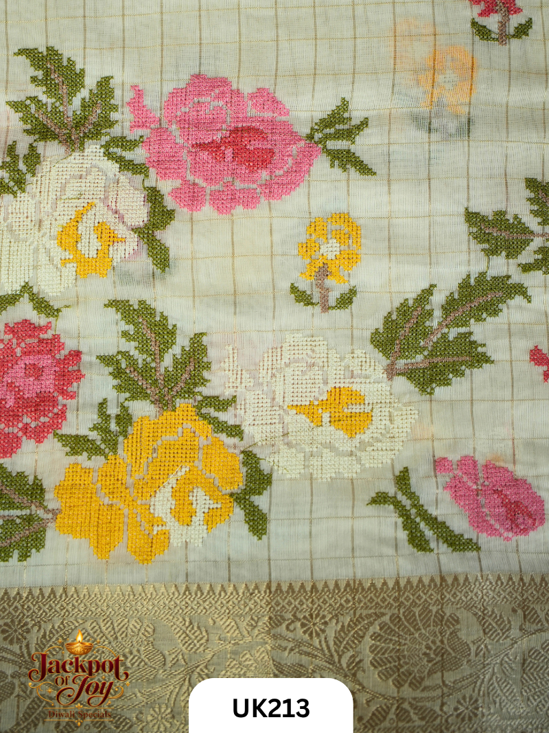 Chanderi Cross Stitch Saree