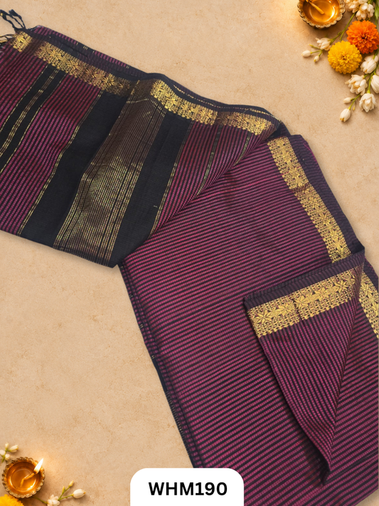Pure Maheshwari Handloom Resham Checks Saree