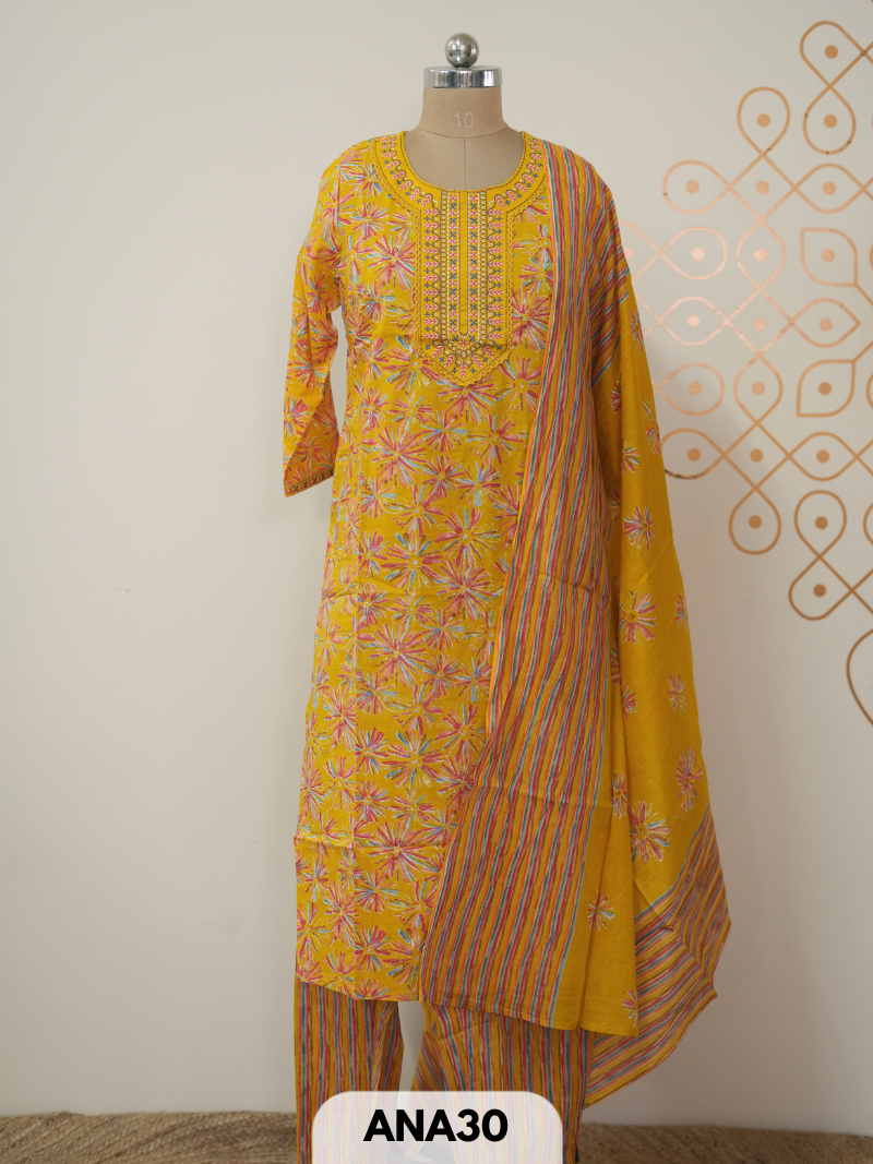 PURE KHADI COTTON HANDBLOCKPRINT 3PCS SET