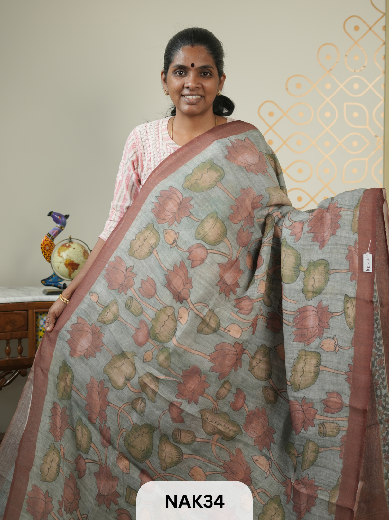 LINEN PENKALAMKARI SAREE