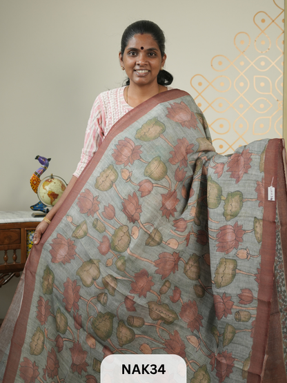 LINEN PENKALAMKARI SAREE