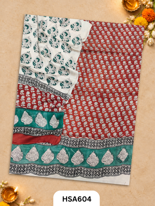 Vanaspati Ajrakh Handblock Printed Suits in Modal Silk Fabric Suits Top 2.5 mtr Dupatta 2.5 mtr