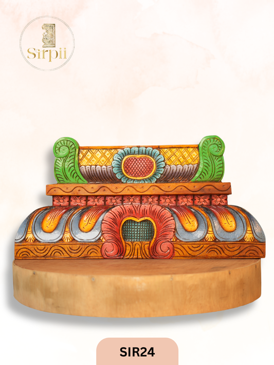 Wooden Temple Gopuram Wall Hanging Decor - Height 12" INCH, WIDTH 24"INCH