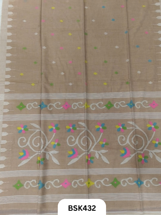 Handloom Pure Mul Cotton Needle Work Saree