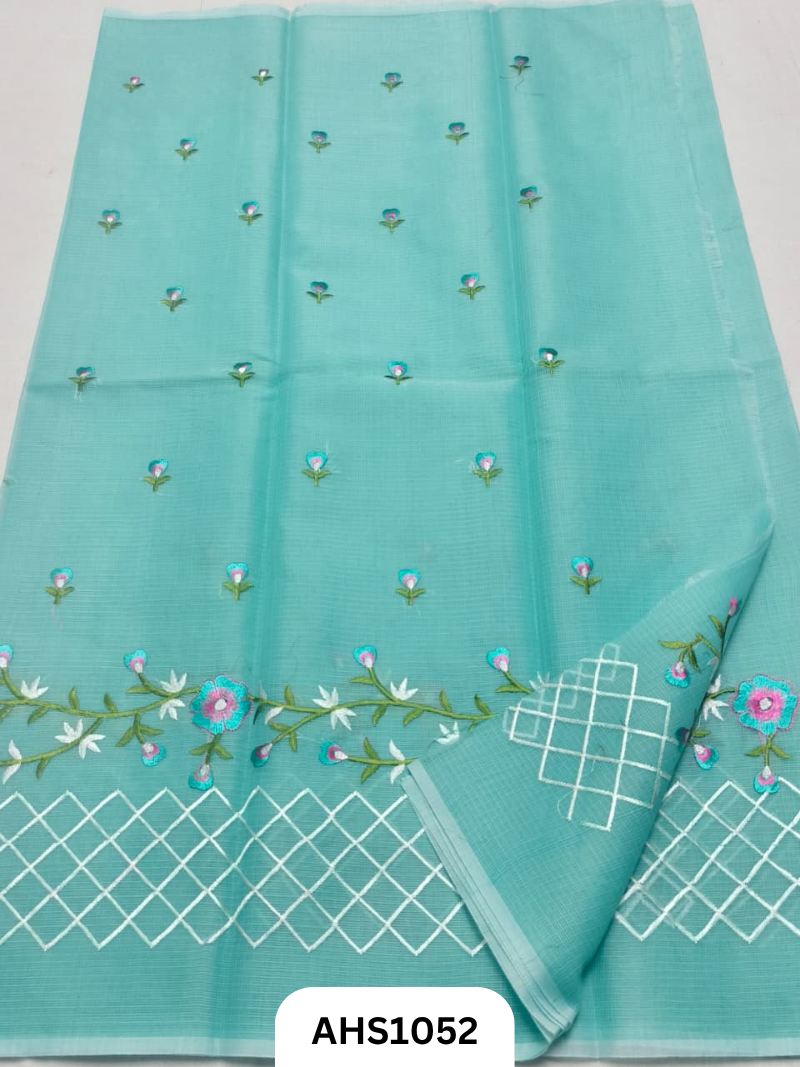 Kota Cotton Embroidery  Work Saree with Blouse